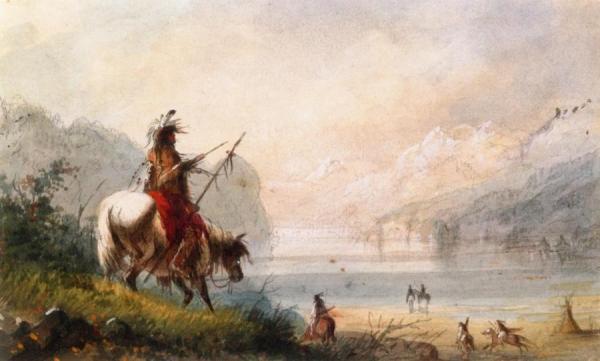 Oregon Indians Water Horses by Alfred Jacob Miller