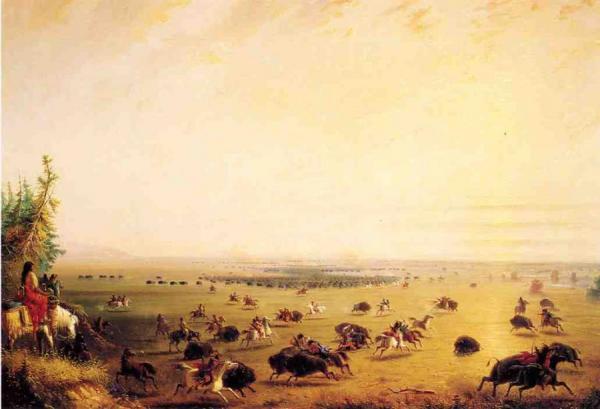 Surround Of Buffalo By Indians by Alfred Jacob Miller Oil Painting Reproductions
