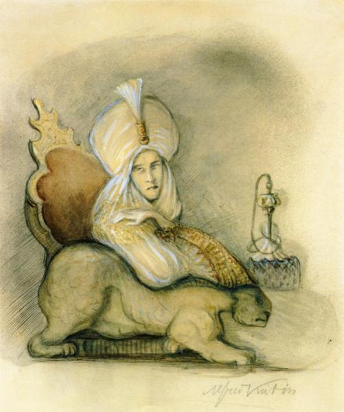 Alfred Kubin Indian Prince Leaning On A Panther