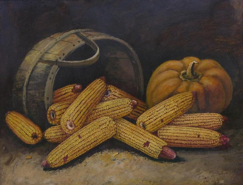 Still Life With Corn And Pumpkin by Alfred Montgomery Oil Painting Reproductions