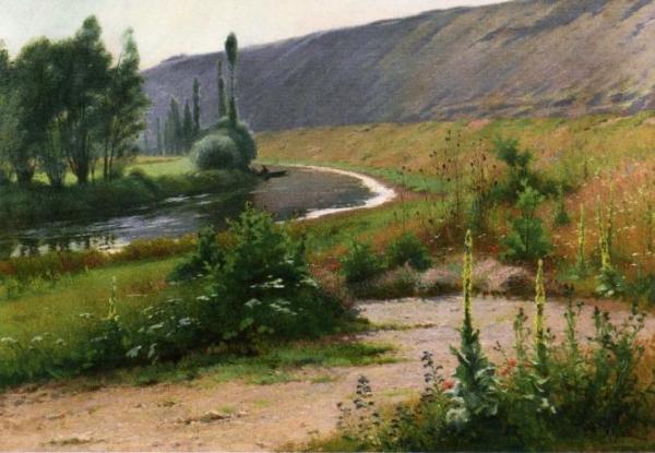 The River At Pagny La Blanche-cote by Alfred Renaudin