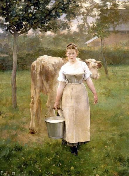 Milkmaid by Alfred Roll Oil Painting Reproductions