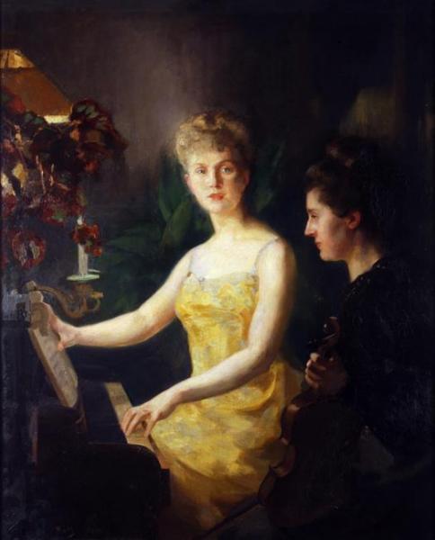 The Piano Lesson by Alfred Roll Oil Painting Reproductions