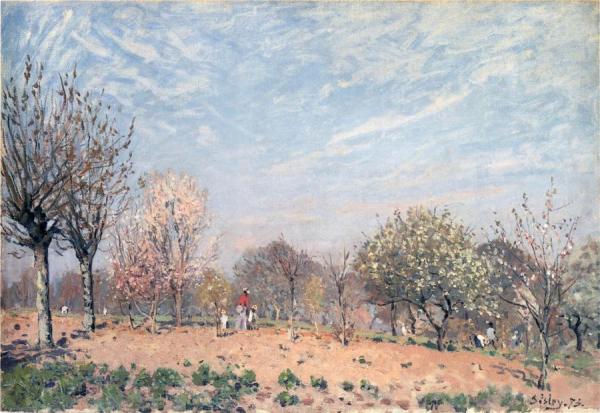 Apple Trees In Flower, Spring Morning by Alfred Sisley