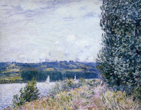 Banks Of The Seine, Wind Blowing by Alfred Sisley