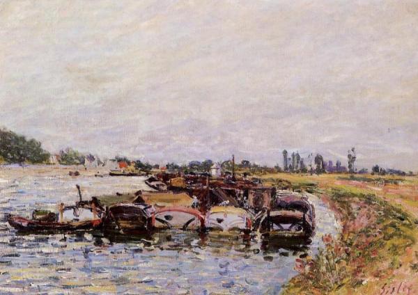 Barge Garage At Saint-mammes by Alfred Sisley