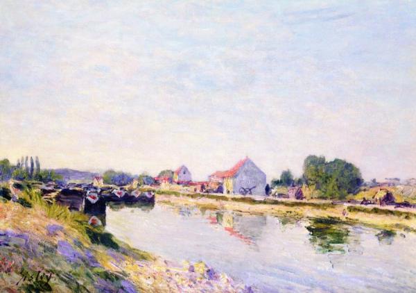 Barges On The Loing by Alfred Sisley