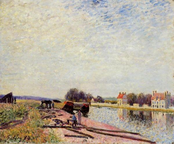 Barges On The Loing, Saint-mammes by Alfred Sisley