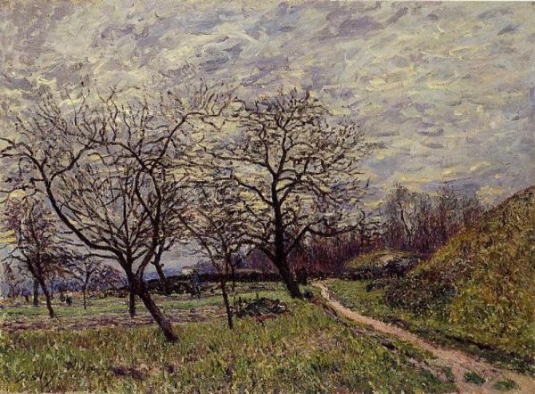 Between Veneux And By - December Morning by Alfred Sisley