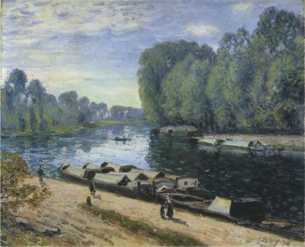 Boats On The Loing River by Alfred Sisley