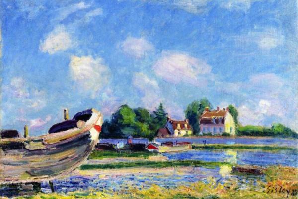 Boats Under Repair At Saint-mammès by Alfred Sisley