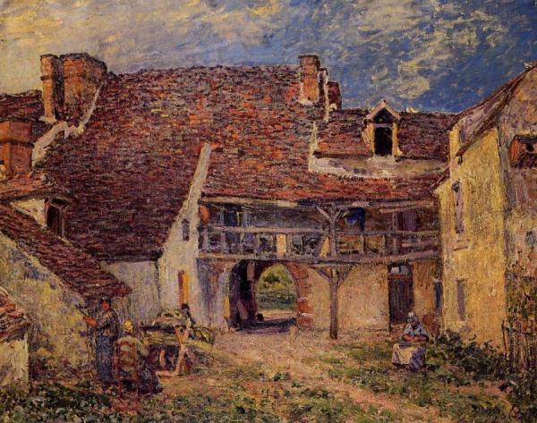 Courtyard Of A Farm At Saint-mammes by Alfred Sisley