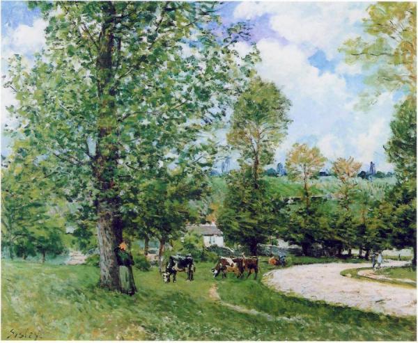 Cow Pasture Near Louveciennes by Alfred Sisley