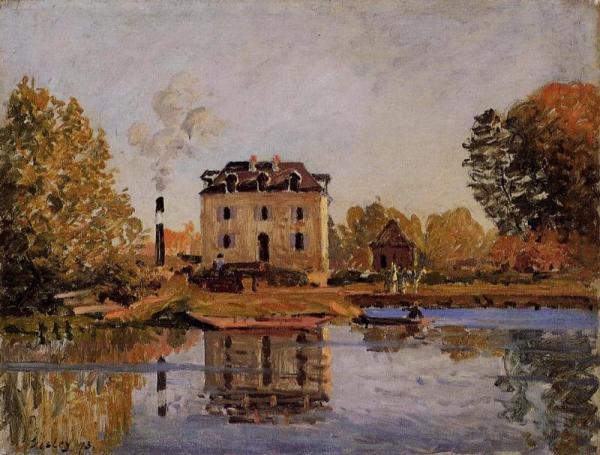 Factory In The Flood, Bougival by Alfred Sisley