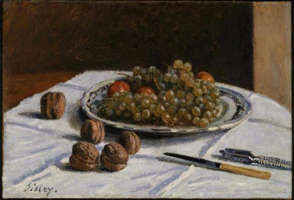 Grapes And Walnuts On A Table by Alfred Sisley