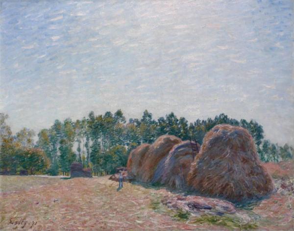 Haystacks At Moret -  Morning Light by Alfred Sisley