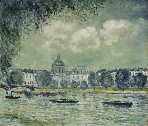 Landscape Along The Seine With The Institut De France And The Pont Des Arts by Alfred Sisley