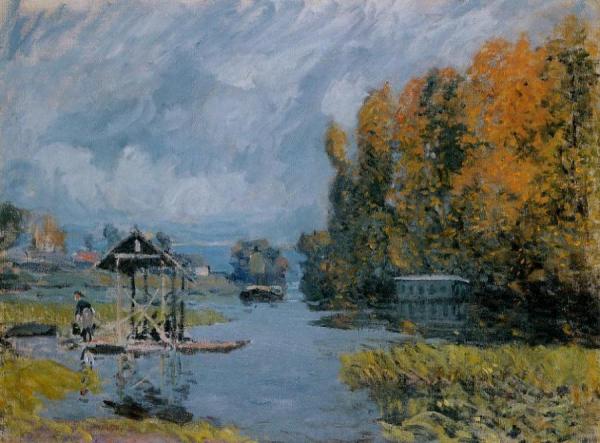 Laundry Houses At Bougival by Alfred Sisley