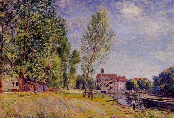 Matratat's Boatyard, Moret-sur-loing by Alfred Sisley