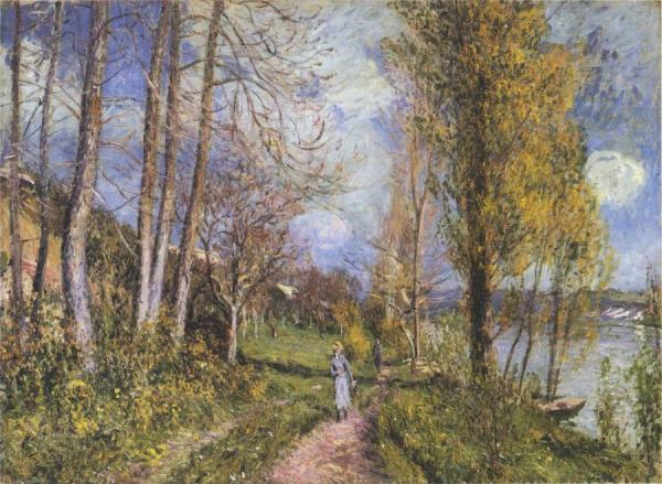 Near The Seine At By by Alfred Sisley