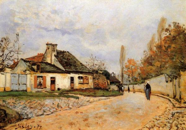 Neighborhood Street In Louveciennes by Alfred Sisley