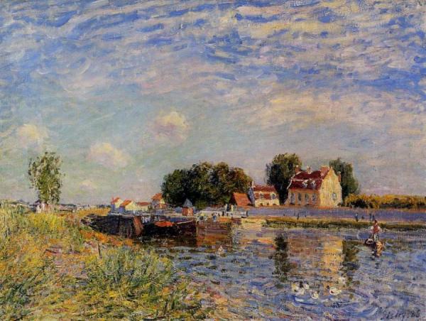 Saint-mammes, Ducks On Canal by Alfred Sisley