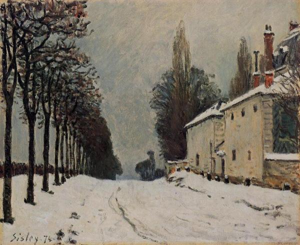 Snow On The Road, Louveciennes by Alfred Sisley