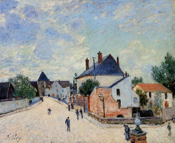 Street In Moret(porte De Bourgogne From Across The Bridge) by Alfred Sisley