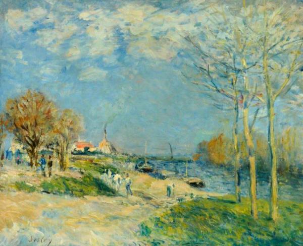 The Banks Of The River Seine Around Louveciennes by Alfred Sisley