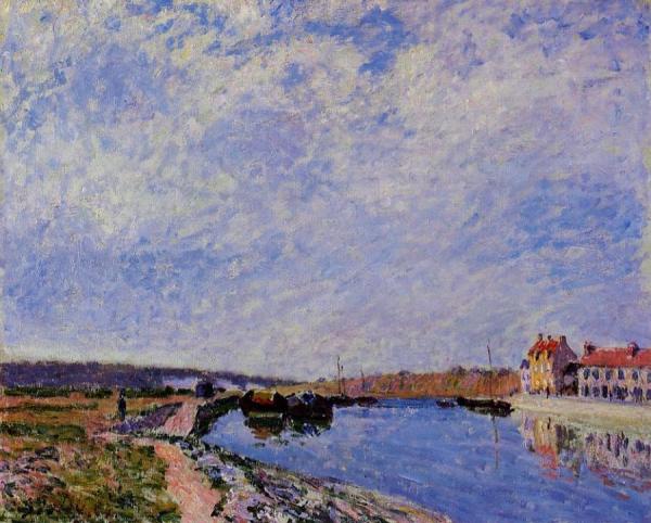 The Barge Port And Saint-mammes by Alfred Sisley