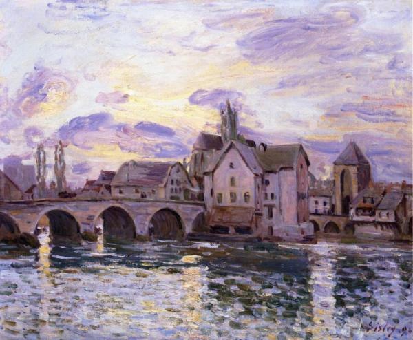 The Bridge At Moret At Sunset by Alfred Sisley