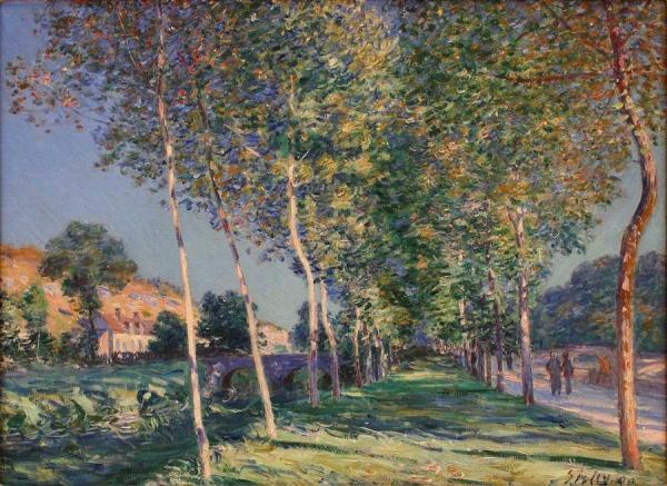 The Lane Of Poplars At Moret Sur Loing by Alfred Sisley