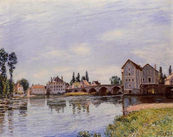 The Loing Flowing Under The Moret Bridge by Alfred Sisley
