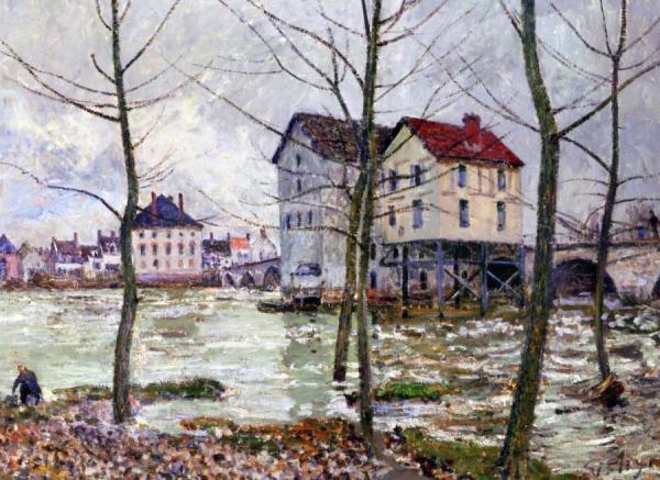 The Mills Of Moret - Winter by Alfred Sisley Oil Painting Reproductions