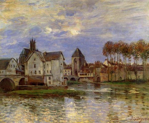 The Moret Bridge At Sunset by Alfred Sisley