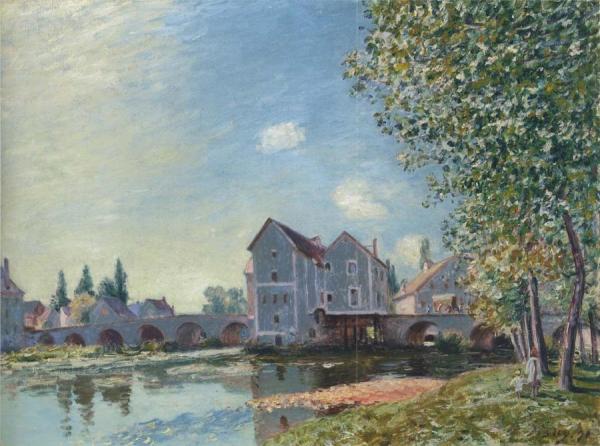 The Pont At Moret - Afternoon Effect by Alfred Sisley