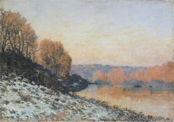 The Seine At Bougival In Winter by Alfred Sisley
