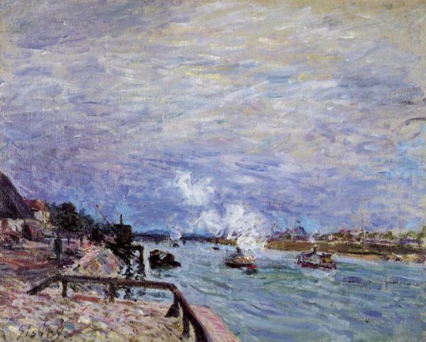 The Seine At Grenelle - Rainy Wether by Alfred Sisley