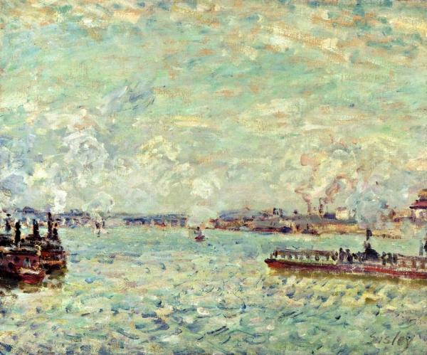 The Seine At Point Du Jour by Alfred Sisley