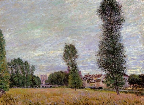 The Village Of Moret, Seen From The Fields by Alfred Sisley