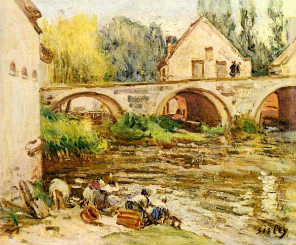 The Washerwomen Of Moret by Alfred Sisley