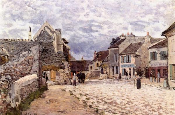 Village Street - Grey Weather by Alfred Sisley