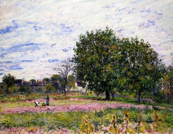 Walnut Trees, Sunset - Early Days Of October by Alfred Sisley