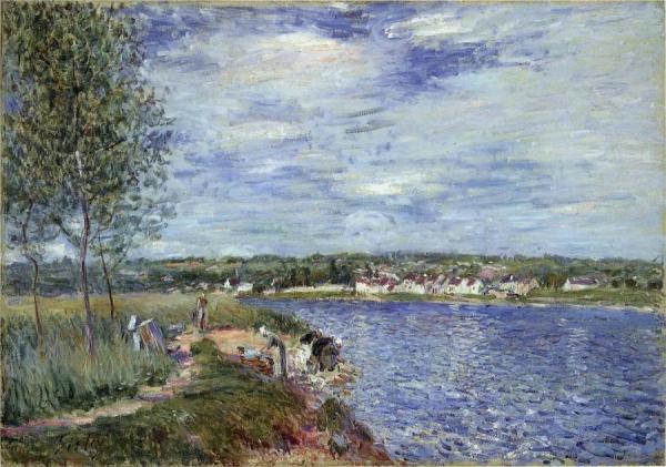 Washerwomen, Near Champagne by Alfred Sisley