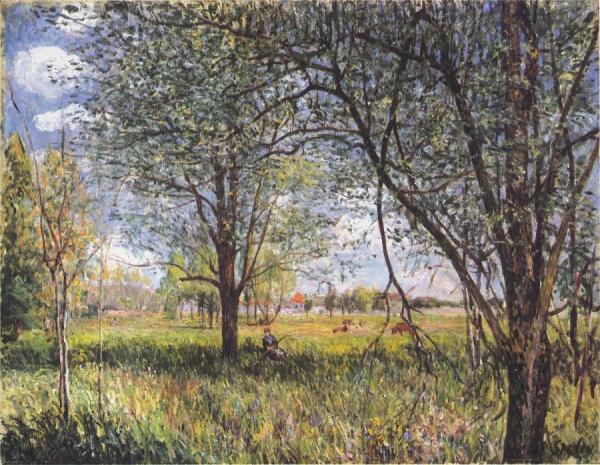 Willows In A Field - Afternoon by Alfred Sisley