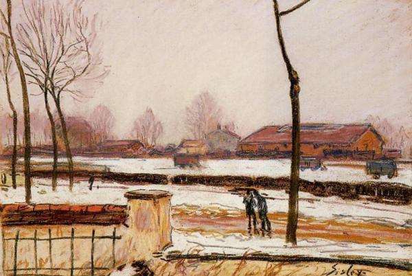 Winter Landscape, Moret by Alfred Sisley