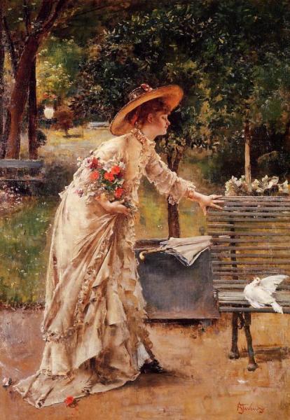 Afternoon In The Park by Alfred Stevens Oil Painting Reproductions
