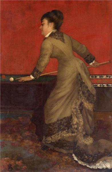 Elegant At Billiards by Alfred Stevens