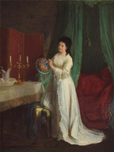 Elegant Lady In Parisian Interior by Alfred Stevens
