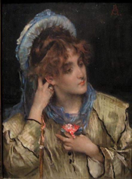 Girl Holding A Nosegay by Alfred Stevens